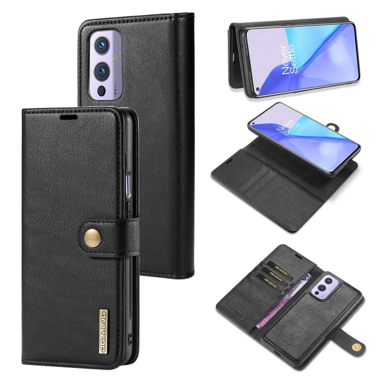 For OnePlus 9 DG.MING Crazy Horse Texture Flip Detachable Magnetic Leather Case with Holder & Card Slots & Wallet(Black) - OnePlus Cases by DG.MING | Online Shopping UK | buy2fix