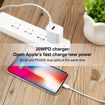 T087 20W USB-C / Type-C + USB Ports Charger with 100W Type-C to 8 Pin Fast Charging Cable 1m, EU Plug - Apple Accessories by buy2fix | Online Shopping UK | buy2fix