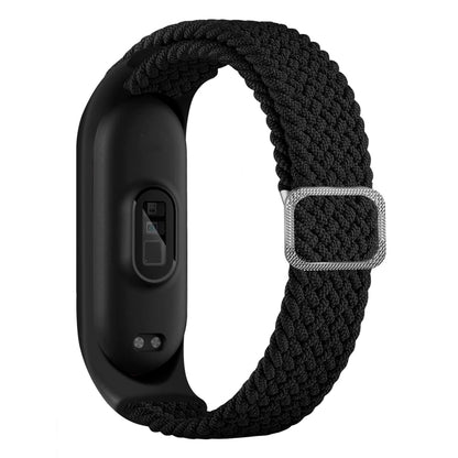 For Xiaomi Mi Band 6 / 5  / 4 / 3 Adjustable Nylon Braided Elasticity Watch Band(Black) - Smart Wear by buy2fix | Online Shopping UK | buy2fix