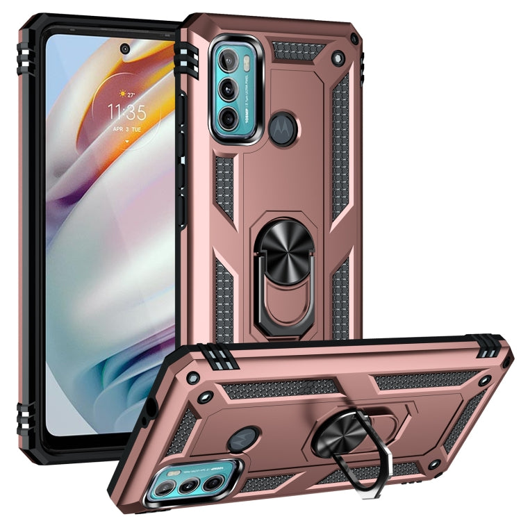 For Motorola Moto G60 / G40 Fusion Shockproof TPU + PC Protective Case with 360 Degree Rotating Holder(Rose Gold) - Mobile Accessories by buy2fix | Online Shopping UK | buy2fix