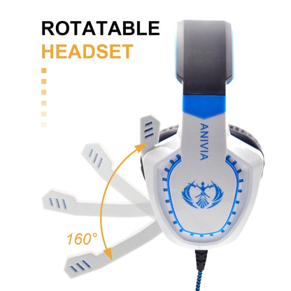 Anivia AH28 3.5mm Stereo Sound Wired Gaming Headset with Microphone(White Blue) - Multimedia Headset by SADES | Online Shopping UK | buy2fix