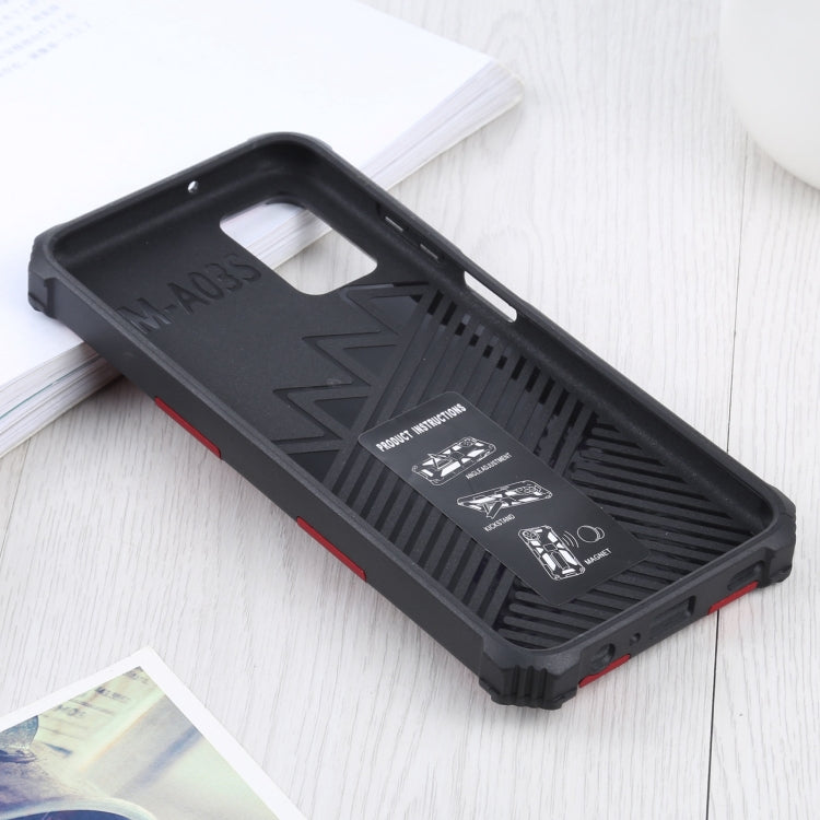 For Samsung Galaxy A03s 166.6mm Shockproof TPU + PC Magnetic Protective Case with Holder(Red) - Galaxy Phone Cases by buy2fix | Online Shopping UK | buy2fix