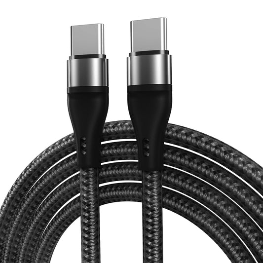 PD 60W USB-C / Type-C to USB-C / Type-C Fast Charging Nylon Braided Data Cable, Cable Length:2m(Black) - Mobile Accessories by buy2fix | Online Shopping UK | buy2fix