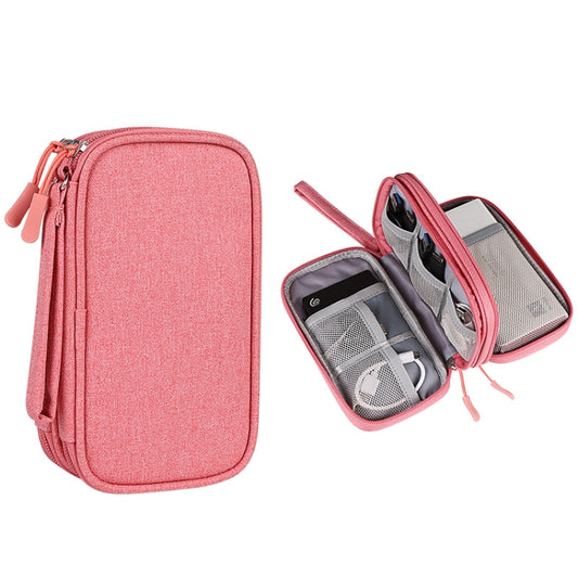 SM05 Double-layer Digital Accessory Storage Bag with Lanyard(Pink) - Digital Storage Bag by buy2fix | Online Shopping UK | buy2fix