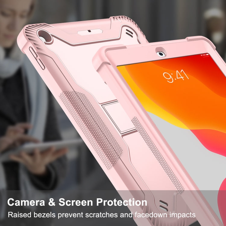 For iPad 10.2 2021 / 2020 / 2019 Silicone + PC Shockproof Protective Case with Holder(Rose Gold) - iPad 10.2 Cases by buy2fix | Online Shopping UK | buy2fix