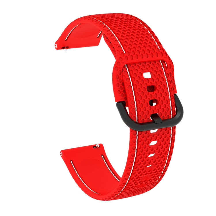 20mm For Samsung Galaxy Watch Active 2 Two-color Stitching Silicone Watch Band(Red) - Watch Bands by buy2fix | Online Shopping UK | buy2fix