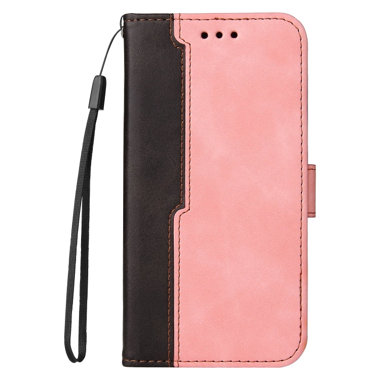 For iPhone 13 Business Stitching-Color Horizontal Flip PU Leather Case with Holder & Card Slots & Photo Frame (Pink) - iPhone 13 Cases by buy2fix | Online Shopping UK | buy2fix