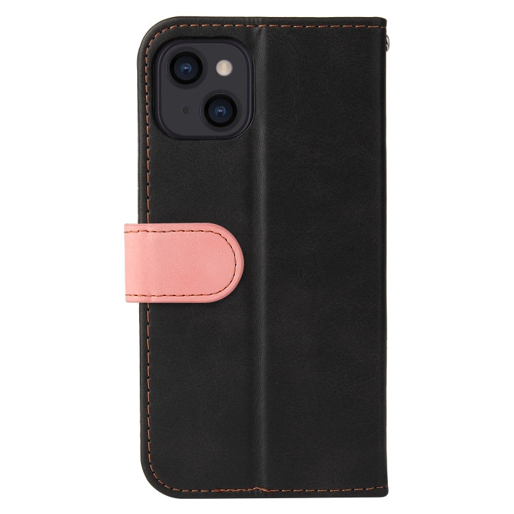 For iPhone 13 Business Stitching-Color Horizontal Flip PU Leather Case with Holder & Card Slots & Photo Frame (Pink) - iPhone 13 Cases by buy2fix | Online Shopping UK | buy2fix