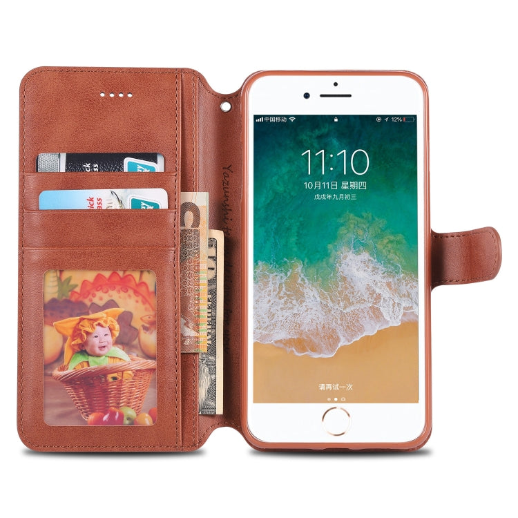 For iPhone 7 Plus / 8 Plus AZNS Calf Texture Magnetic Horizontal Flip PU Leather Case with Holder & Card Slots & Photo Frame(Brown) - More iPhone Cases by AZNS | Online Shopping UK | buy2fix