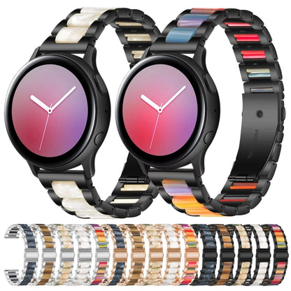 For Samsung Smart Watch 20mm Three-beads Steel + Resin Watch Band(Black Rainbow) - Smart Wear by buy2fix | Online Shopping UK | buy2fix