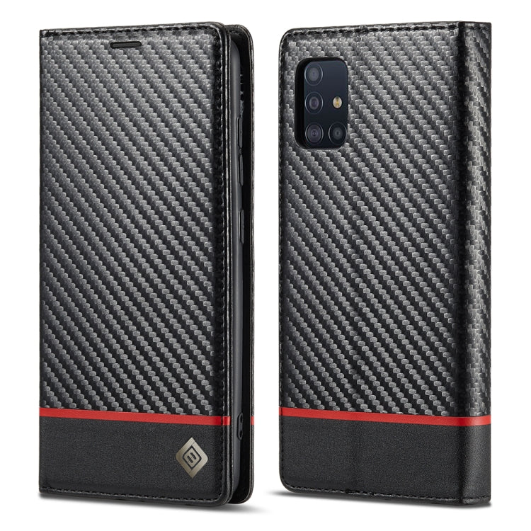 LC.IMEEKE Carbon Fiber PU + TPU Horizontal Flip Leather Case with Holder & Card Slot & Wallet For Samsung Galaxy A51 4G / M40s(Horizontal Black) - Galaxy Phone Cases by LC.IMEEKE | Online Shopping UK | buy2fix