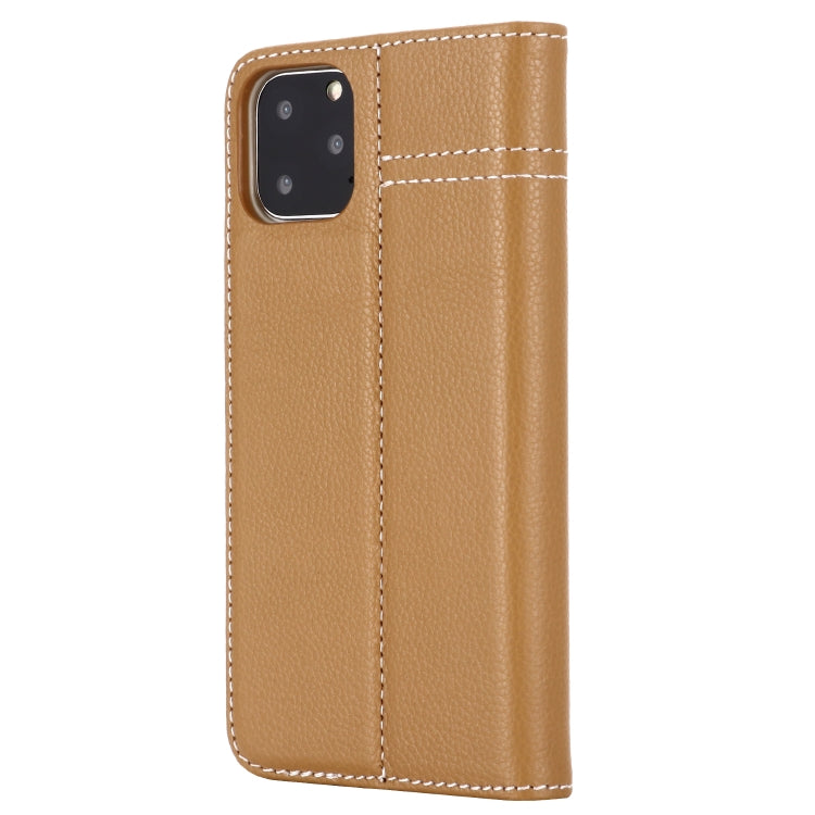 For iPhone 11 Pro GEBEI Top-grain Leather Horizontal Flip Protective Case with Holder & Card Slots(Khaki) - iPhone 11 Pro Cases by GEBEI | Online Shopping UK | buy2fix