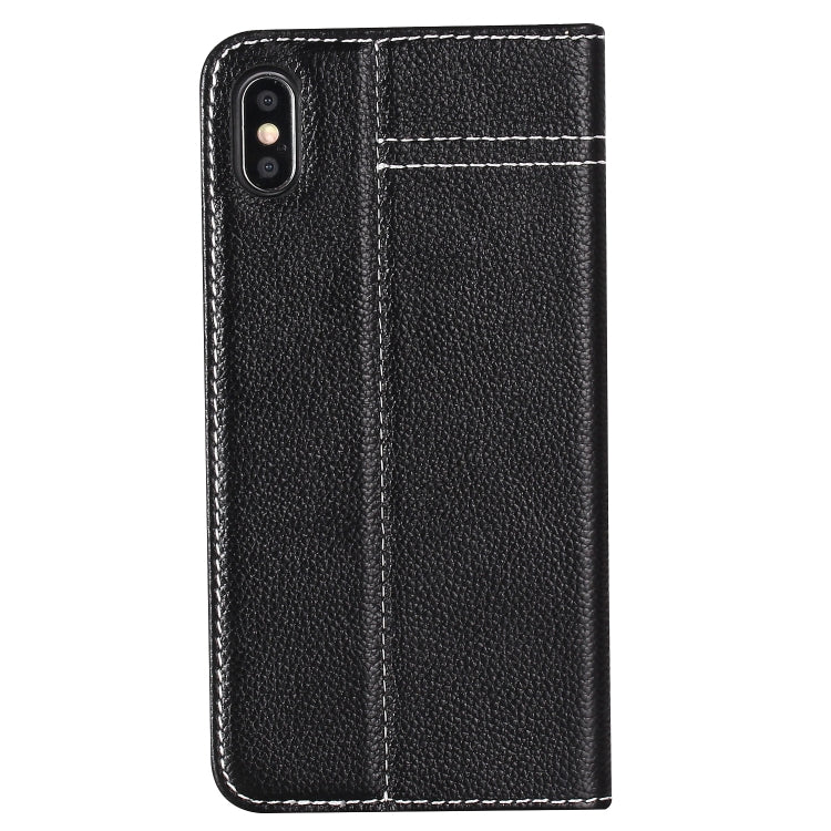 For iPhone XS / X GEBEI Top-grain Leather Horizontal Flip Protective Case with Holder & Card Slots(Black) - More iPhone Cases by GEBEI | Online Shopping UK | buy2fix