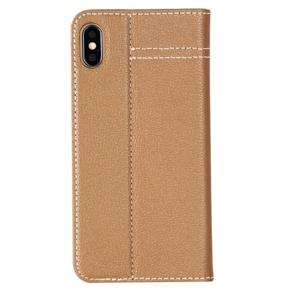 For iPhone XS Max GEBEI Top-grain Leather Horizontal Flip Protective Case with Holder & Card Slots(Khaki) - More iPhone Cases by GEBEI | Online Shopping UK | buy2fix