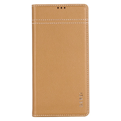For Galaxy Note 10  GEBEI Top-grain Leather Horizontal Flip Protective Case with Holder & Card Slots(Khaki) - Galaxy Phone Cases by GEBEI | Online Shopping UK | buy2fix
