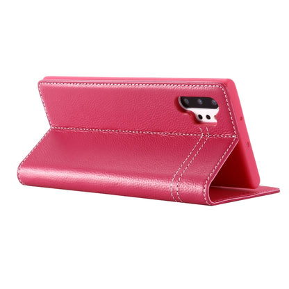 For Galaxy Note 10  GEBEI Top-grain Leather Horizontal Flip Protective Case with Holder & Card Slots(Rose Red) - Galaxy Phone Cases by GEBEI | Online Shopping UK | buy2fix