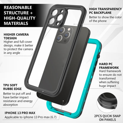 For iPhone 13 Pro Max RedPepper Transparent Dot Shockproof Waterproof PC + TPU Protective Case  (Blue) - iPhone 13 Pro Max Cases by RedPepper | Online Shopping UK | buy2fix