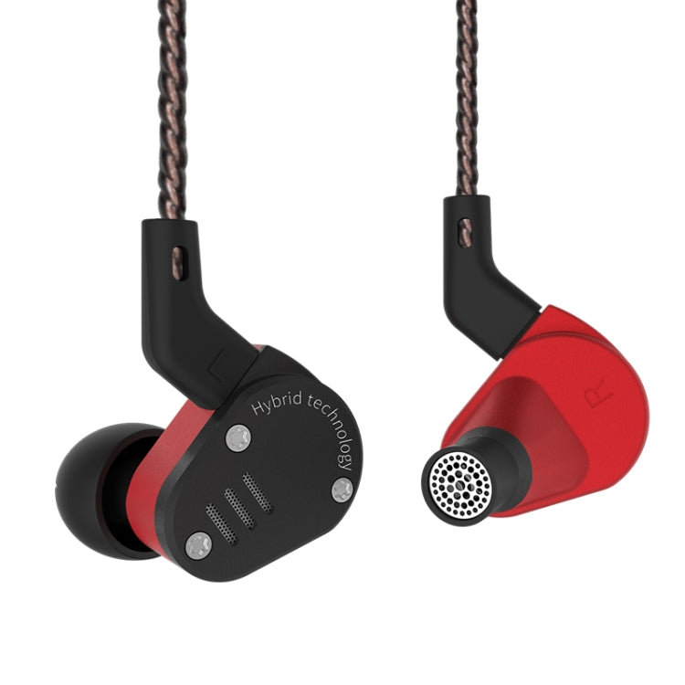 KZ ZSA Ring Iron Hybrid Drive Sport In-ear Wired Earphone, Standard Version(Black Red) - In Ear Wired Earphone by KZ | Online Shopping UK | buy2fix