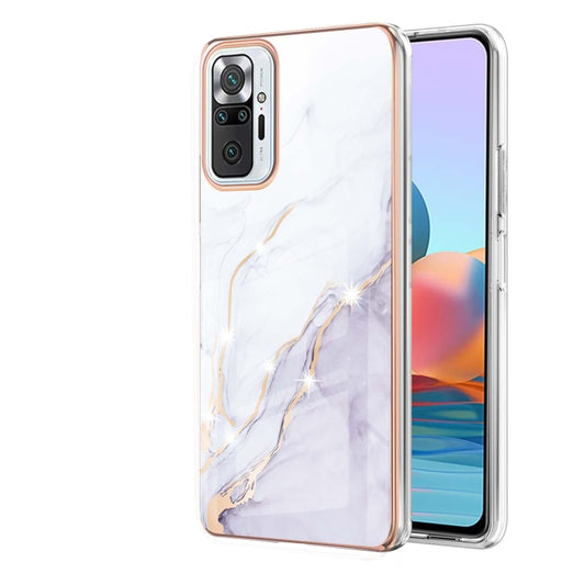 For Xiaomi Redmi Note 10 Pro / 10 Pro Max Electroplating Marble Pattern Dual-side IMD TPU Shockproof Case(White 006) - Xiaomi Accessories by buy2fix | Online Shopping UK | buy2fix