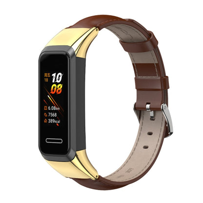 For Huawei Band 4 / Honor Band 5i MIJOBS Cowhide Leather Watch Band(Brown Gold) - Watch Bands by MIJOBS | Online Shopping UK | buy2fix