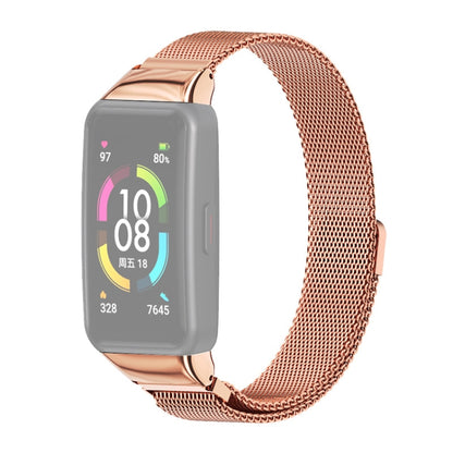 For Huawei Band 6 / Honor Band 6 / 7 MIJOBS Milan Stainless Steel Magnetic Watch Band(Rose Gold) - Watch Bands by MIJOBS | Online Shopping UK | buy2fix