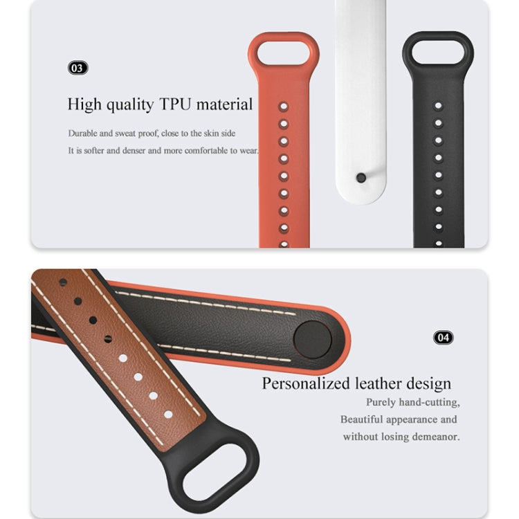 For Xiaomi Mi Band 5/6/7 MIJOBS TPU + Leather Watch Band(Black+White) - Watch Bands by MIJOBS | Online Shopping UK | buy2fix