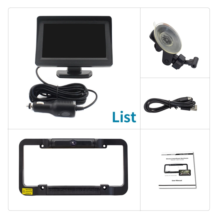 PZ620-W Car 4.3-inch Digital USA Frame Solar Wireless Reversing Image - In Car by buy2fix | Online Shopping UK | buy2fix