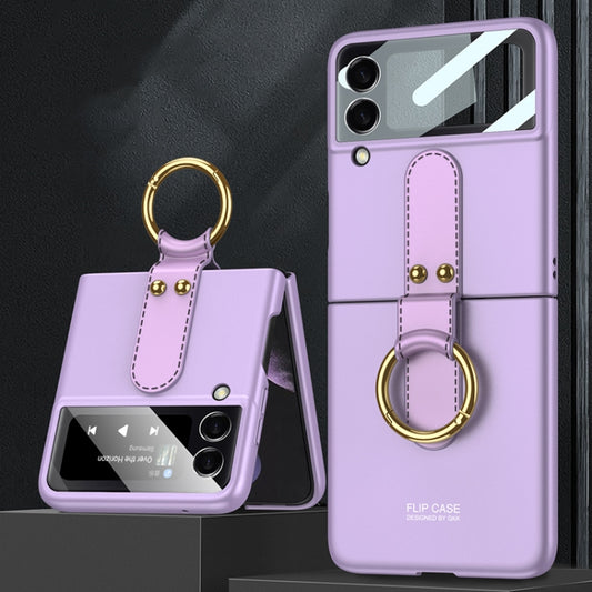 For Samsung Galaxy Z Flip3 5G GKK Ultra-thin PC Full Coverage Phone Flip Case with Ring Holder(Purple) - Samsung Accessories by GKK | Online Shopping UK | buy2fix