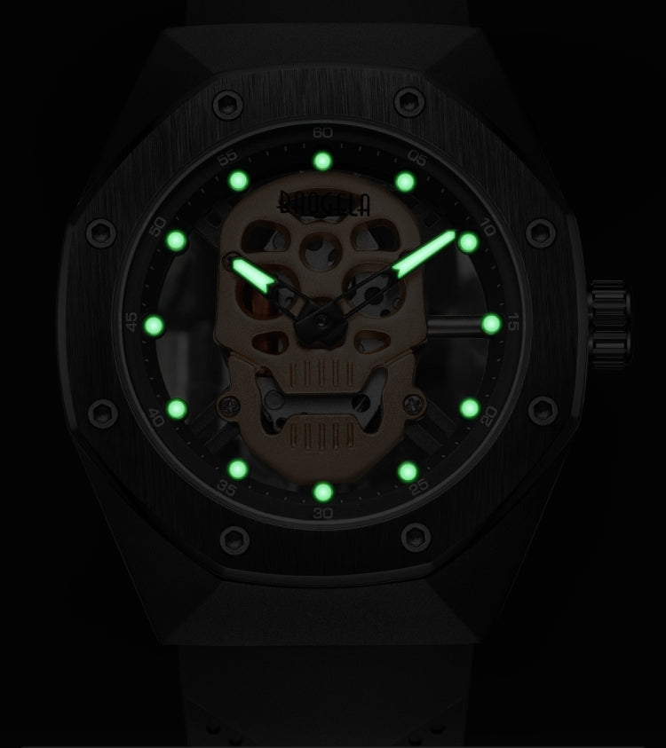 BAOGELA 1902 Skull Luminous Dial Silicone Strap Quartz Watch For Men(Black) - Outdoor & Sports by BAOGELA | Online Shopping UK | buy2fix