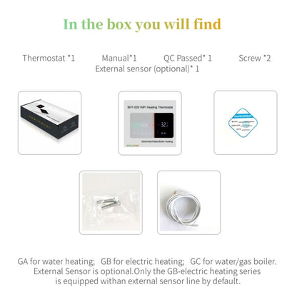 BHT-005-GCLW 220V AC 3A Smart Home Heating Thermostat for EU Box, Control Boiler Heating with Only Internal Sensor & WIFI Connection - Consumer Electronics by buy2fix | Online Shopping UK | buy2fix