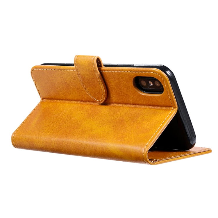 For iPhone X / XS GUSSIM Magnetic Horizontal Flip Leather Case with Holder & Card Slots & & Wallet(Brown) - More iPhone Cases by GUSSIM | Online Shopping UK | buy2fix