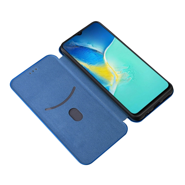 For vivo Y15s / Y15a Carbon Fiber Texture Horizontal Flip Leather Phone Case(Blue) - vivo Cases by buy2fix | Online Shopping UK | buy2fix