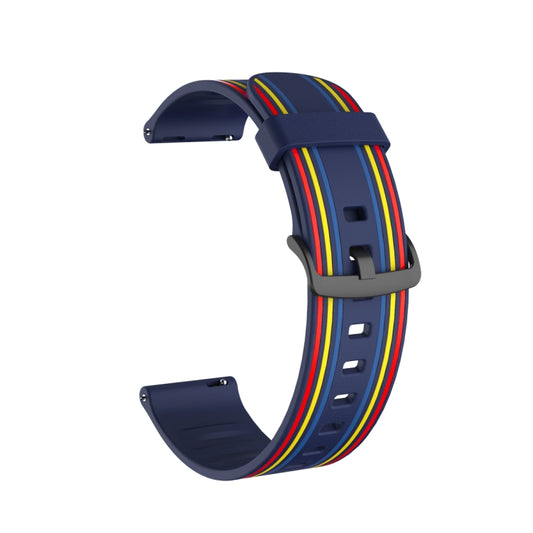 22mm Stripe Silicone Watch Band(Dark Blue) - Watch Bands by buy2fix | Online Shopping UK | buy2fix