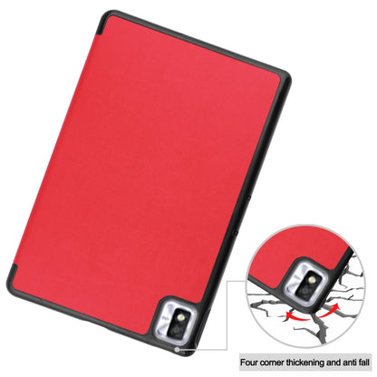 For TCL Tab 10s Three-folding Holder Custer Texture Leather Tablet Case(Red) - Others by buy2fix | Online Shopping UK | buy2fix