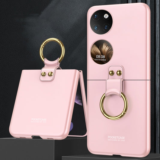 For Huawei P50 Pocket GKK Ultra-thin Full Coverage Phone Case with Ring(Pink) - Huawei Cases by GKK | Online Shopping UK | buy2fix