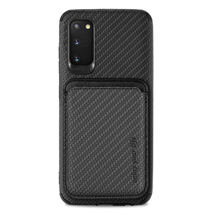 For Samsung Galaxy S20 Carbon Fiber Leather Card Magsafe Phone Case(Black) - Galaxy Phone Cases by buy2fix | Online Shopping UK | buy2fix