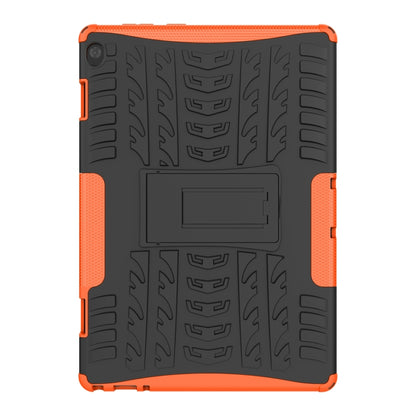 For Lenovo Tab M10 X605 / X505 Tire Texture Shockproof TPU+PC Protective Tablet Case with Holder(Orange) - For Lenovo by buy2fix | Online Shopping UK | buy2fix