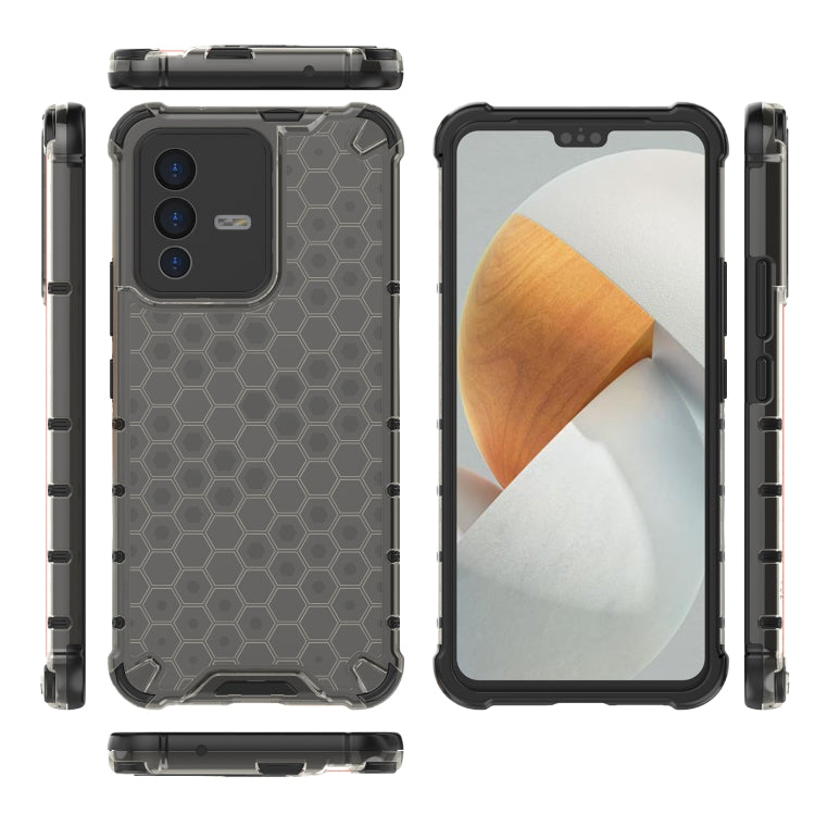 For vivo S12 / V23 5G Shockproof Honeycomb PC + TPU Phone Case(Black) - OPPO & vivo Accessories by buy2fix | Online Shopping UK | buy2fix
