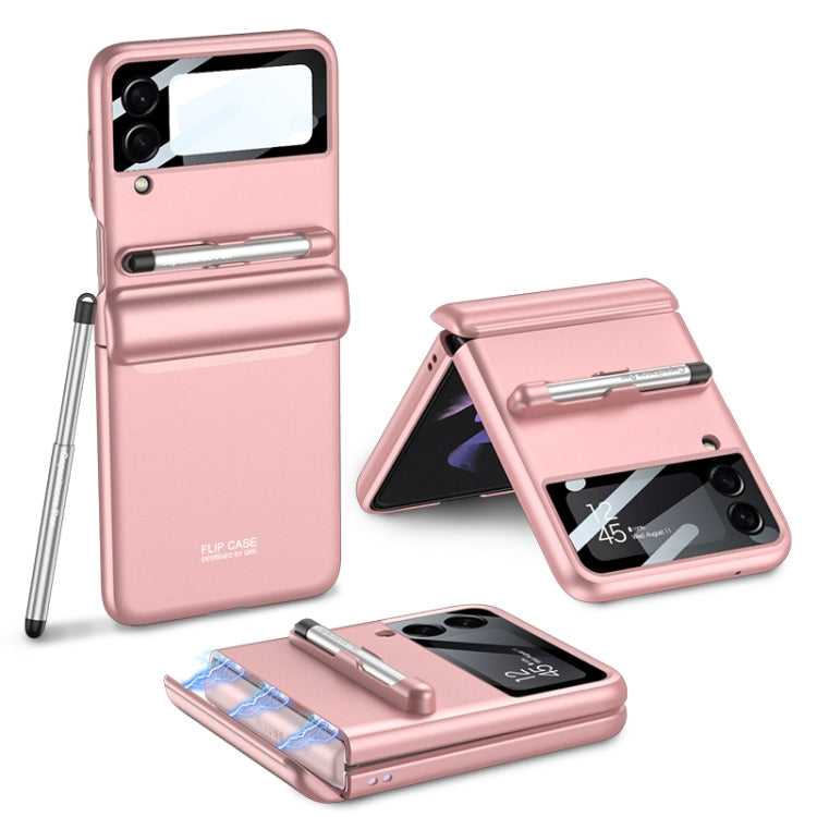 For Samsung Galaxy Z Flip3 5G GKK Magnetic Full Coverage Phone Flip Case with Pen(Pink) - Galaxy Phone Cases by GKK | Online Shopping UK | buy2fix