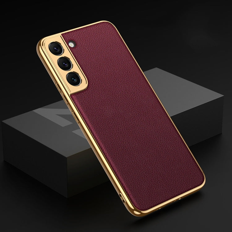 For Samsung Galaxy S22 5G GKK Plating TPU + Leather Full Coverage Phone Case(Red) - Galaxy S22 5G Cases by GKK | Online Shopping UK | buy2fix