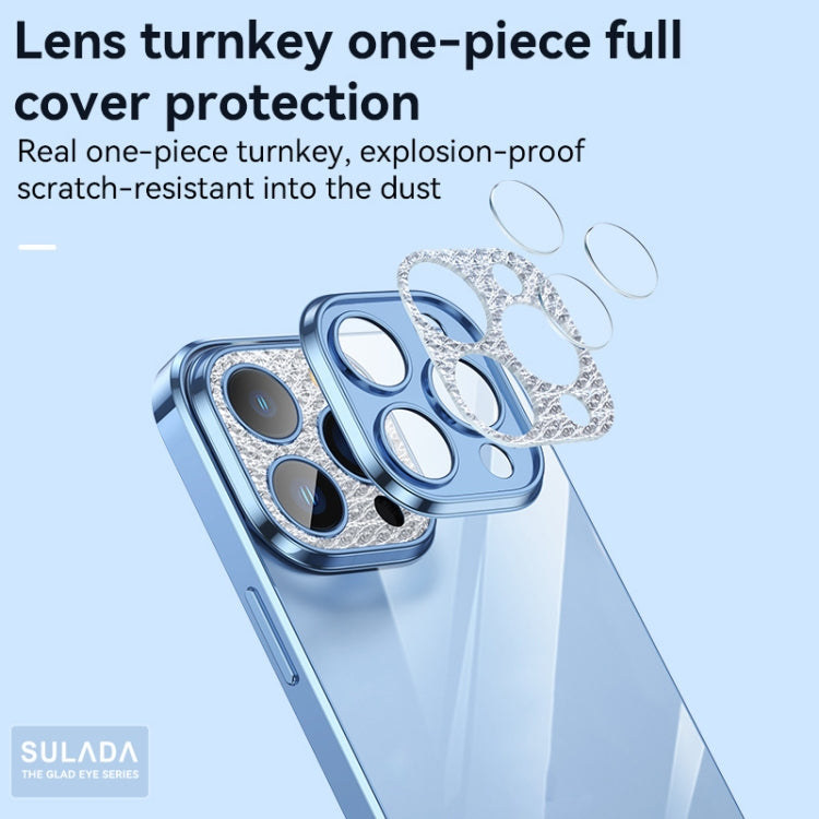 For iPhone 12 Pro SULADA Diamond Lens Protector Plated Frosted Case(Sierra Blue) - iPhone 12 / 12 Pro Cases by SULADA | Online Shopping UK | buy2fix