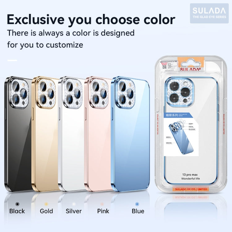 For iPhone 12 Pro Max SULADA Diamond Lens Protector Plated Frosted Case(Pink) - iPhone 12 Pro Max Cases by SULADA | Online Shopping UK | buy2fix