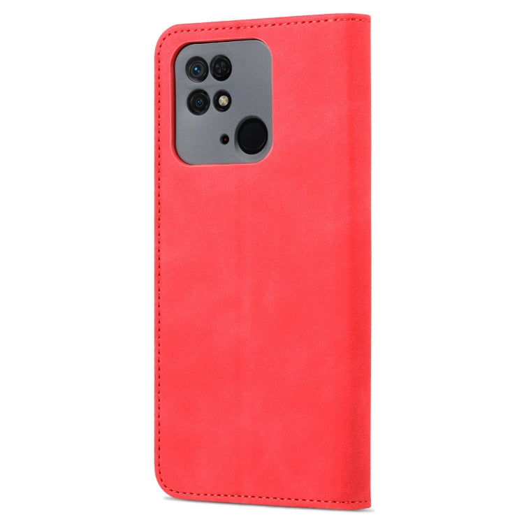 For Xiaomi Redmi 10C / Redmi 10 India AZNS Skin Feel Calf Texture Flip Leather Phone Case(Red) - Xiaomi Cases by AZNS | Online Shopping UK | buy2fix