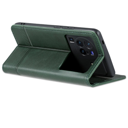 For vivo X80 Pro AZNS Magnetic Calf Texture Leather Phone Case(Dark Green) - OPPO & vivo Accessories by AZNS | Online Shopping UK | buy2fix