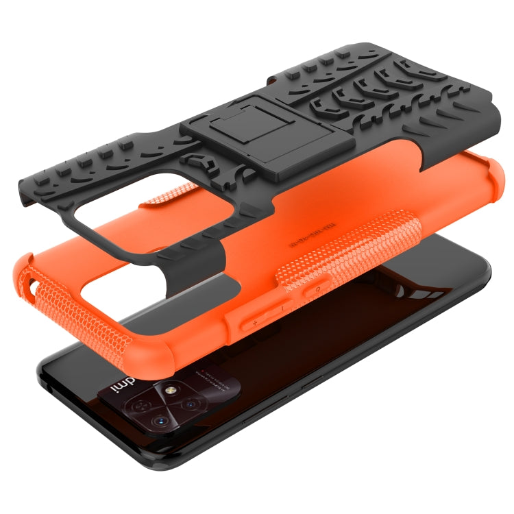 For Xiaomi Redmi 10C 4G Global Tire Texture TPU + PC Phone Case with Holder(Orange) - Xiaomi Accessories by buy2fix | Online Shopping UK | buy2fix