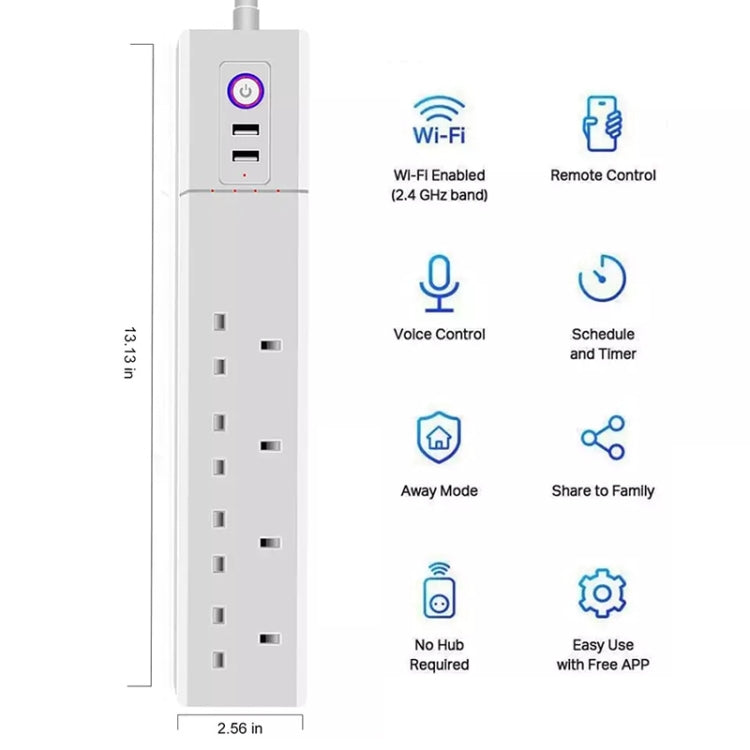 WiFi 10A SM-SO306-K 4 Holes + 2 USB Multi-purpose Smart Power Strip, UK Plug - Consumer Electronics by buy2fix | Online Shopping UK | buy2fix