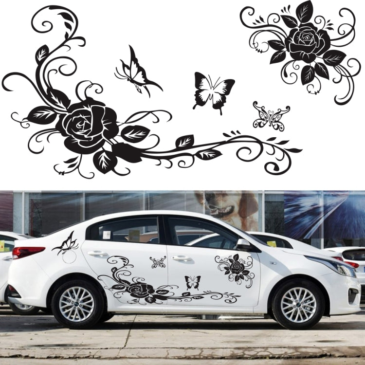 2 PCS/Set D-72 Butterfly Love Flower Pattern Car Modified Decorative Sticker(Blue) - In Car by buy2fix | Online Shopping UK | buy2fix