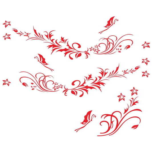 D-462 Butterfly Loves Flowers Pattern Car Modified Decorative Sticker(Red) - In Car by buy2fix | Online Shopping UK | buy2fix