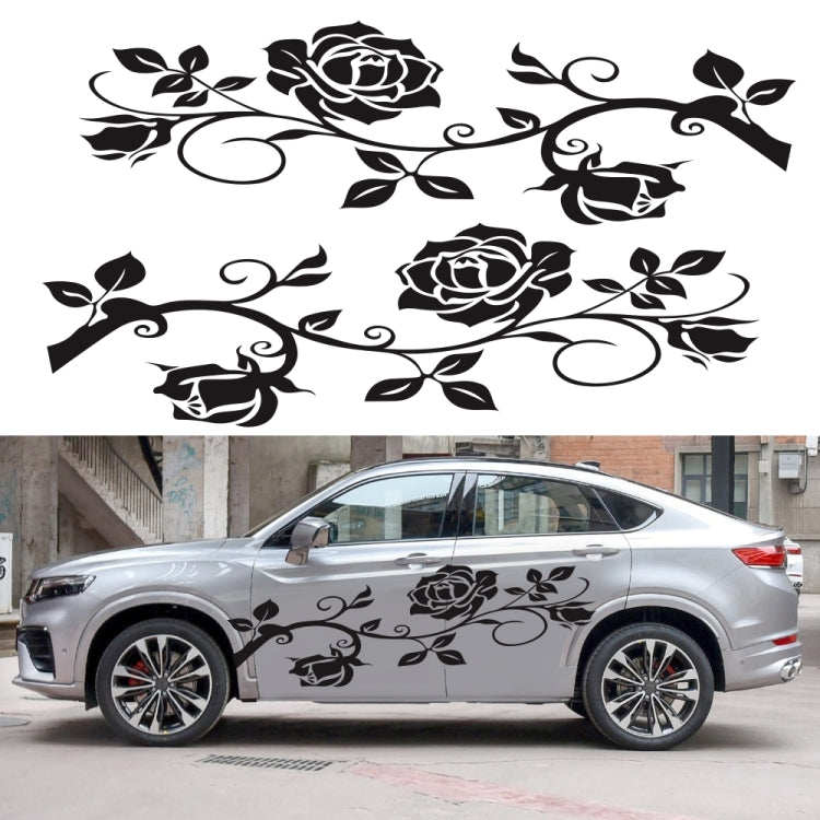 2 PCS/Set D-545 Rose Pattern Car Modified Decorative Sticker(Yellow) - In Car by buy2fix | Online Shopping UK | buy2fix