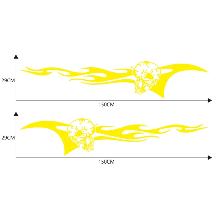 2 PCS/Set D-964 Skull Flame Pattern Car Modified Decorative Sticker(Yellow) - In Car by buy2fix | Online Shopping UK | buy2fix